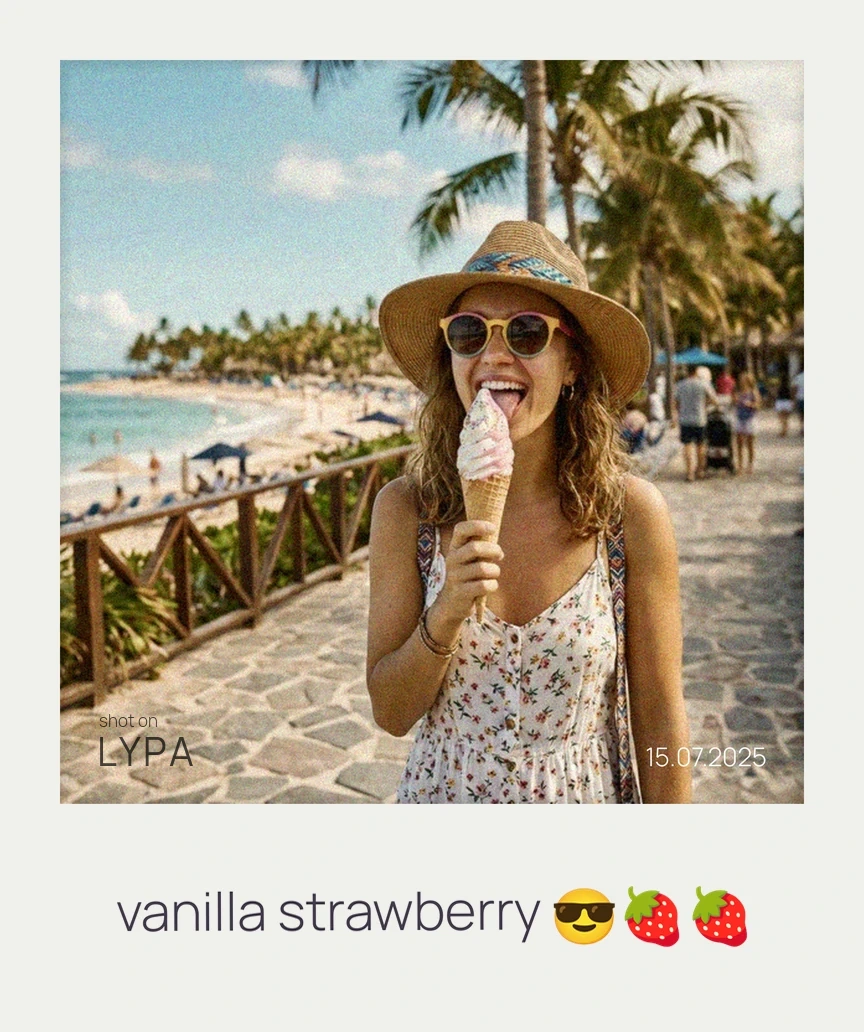 Жінка з морозивом влітку, знято в LYPA